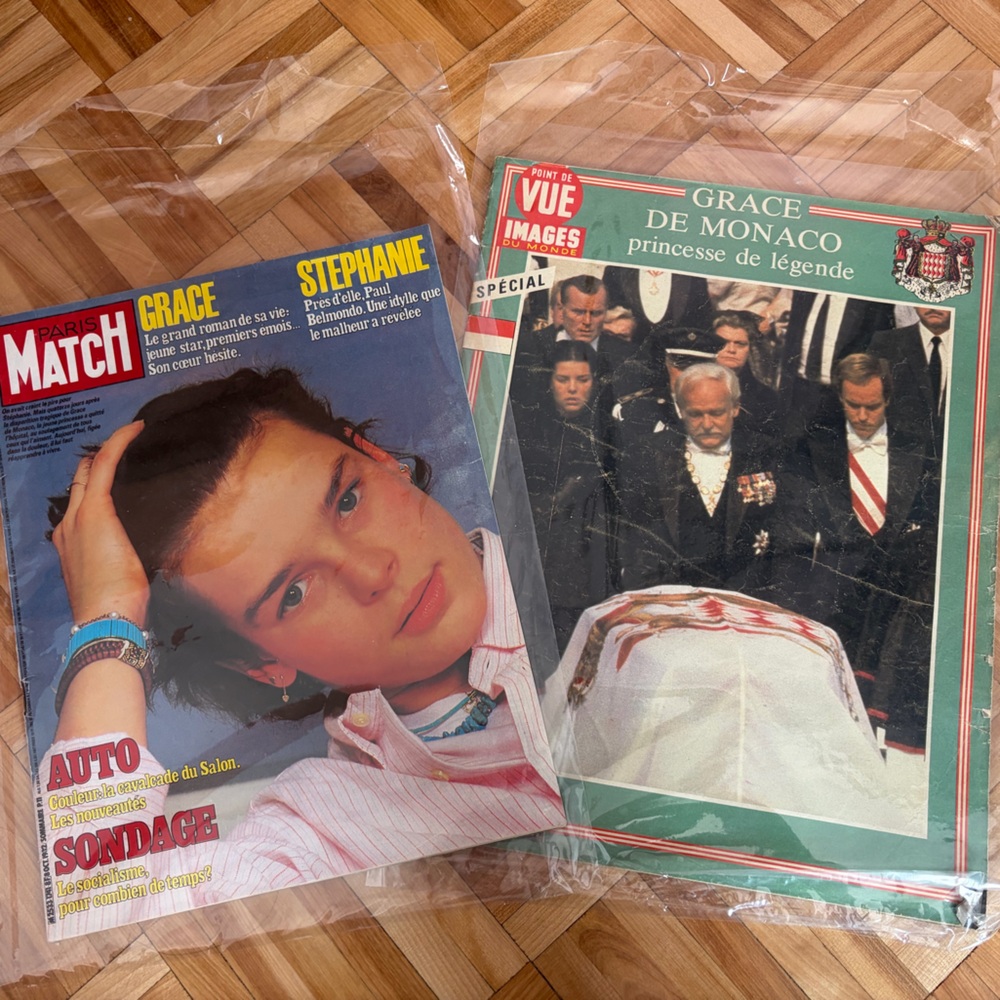 Vintage Paris Match & Point de Vue magazines - Grace & Stephanie of Monaco 80s